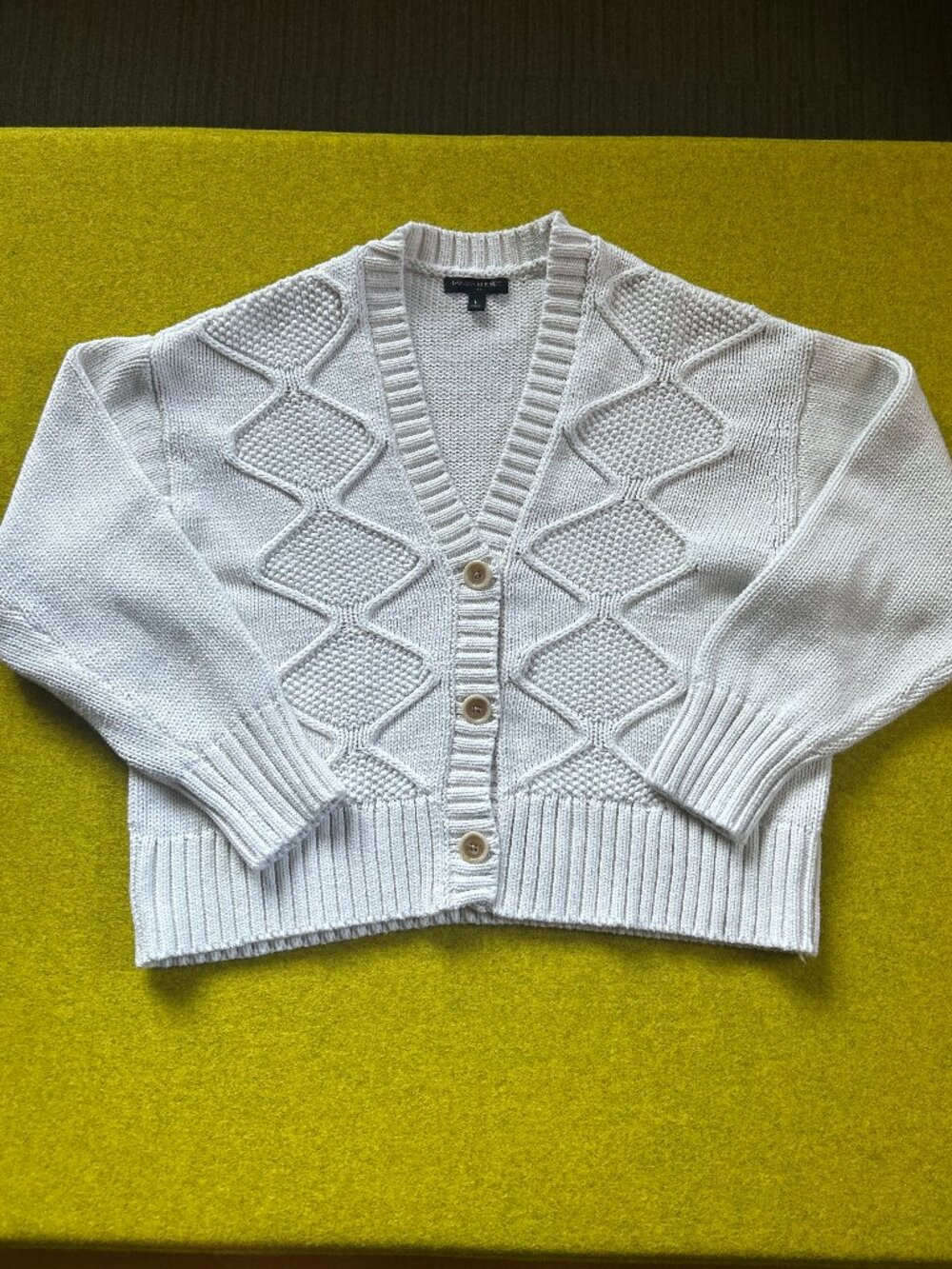 Banana Republic White Cotton Cable Knit Cardigan Size L